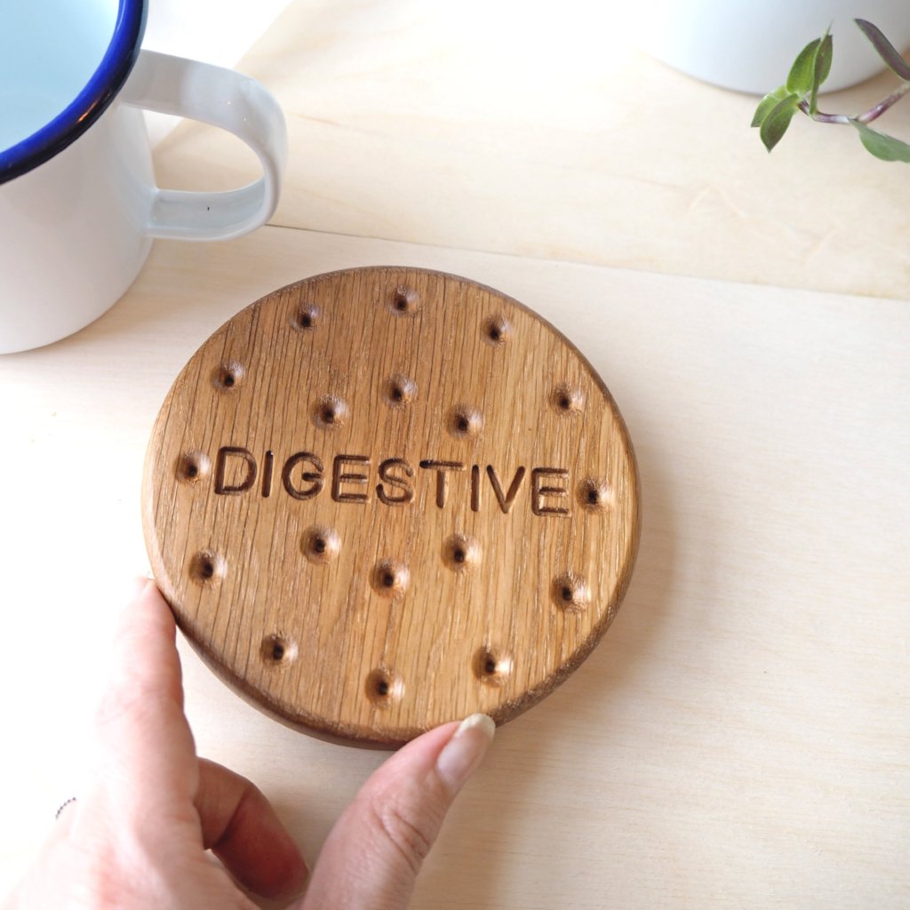 Digestive Biscuit Oak Wood Coaster