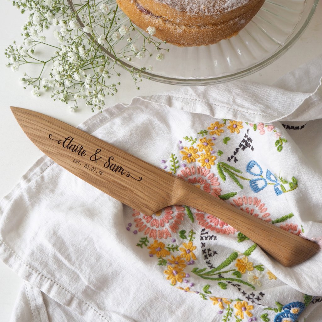 Wooden Cake Cutting Knife  Personalized Wood Knife For Birthday Cakes -  woodgeekstore