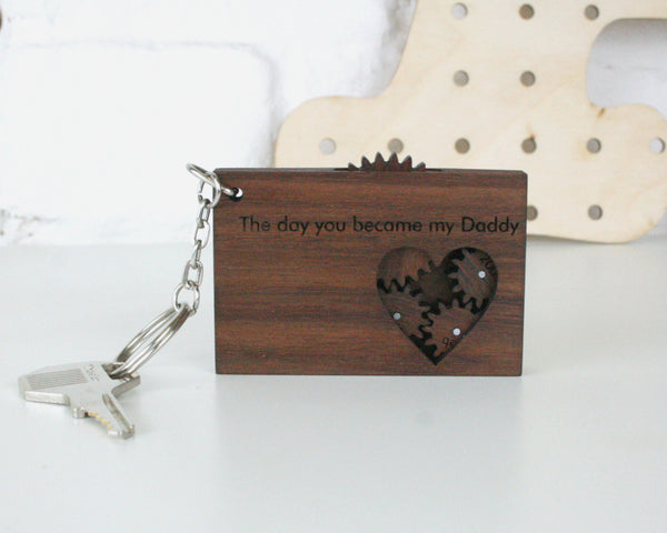 Wooden cogs and gears mechanical keyring