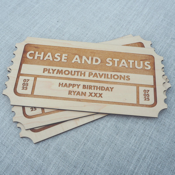 Personalised Wooden Concert Ticket Gift Voucher