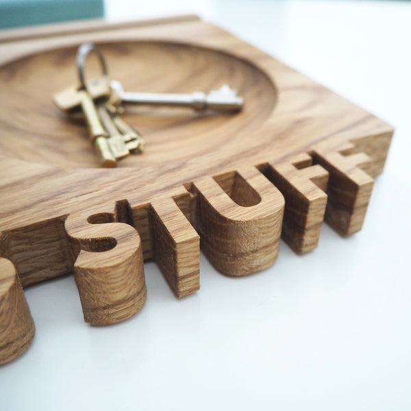 Personalised Solid Oak Desk Tidy And Phone Stand