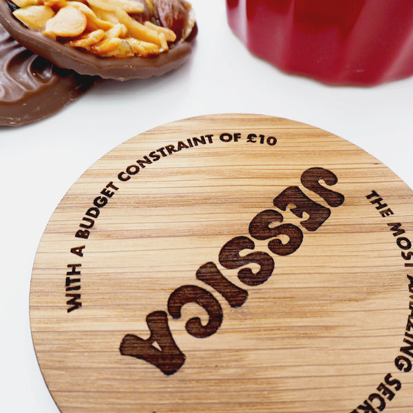 Personalised Wooden Secret Santa Christmas Coaster