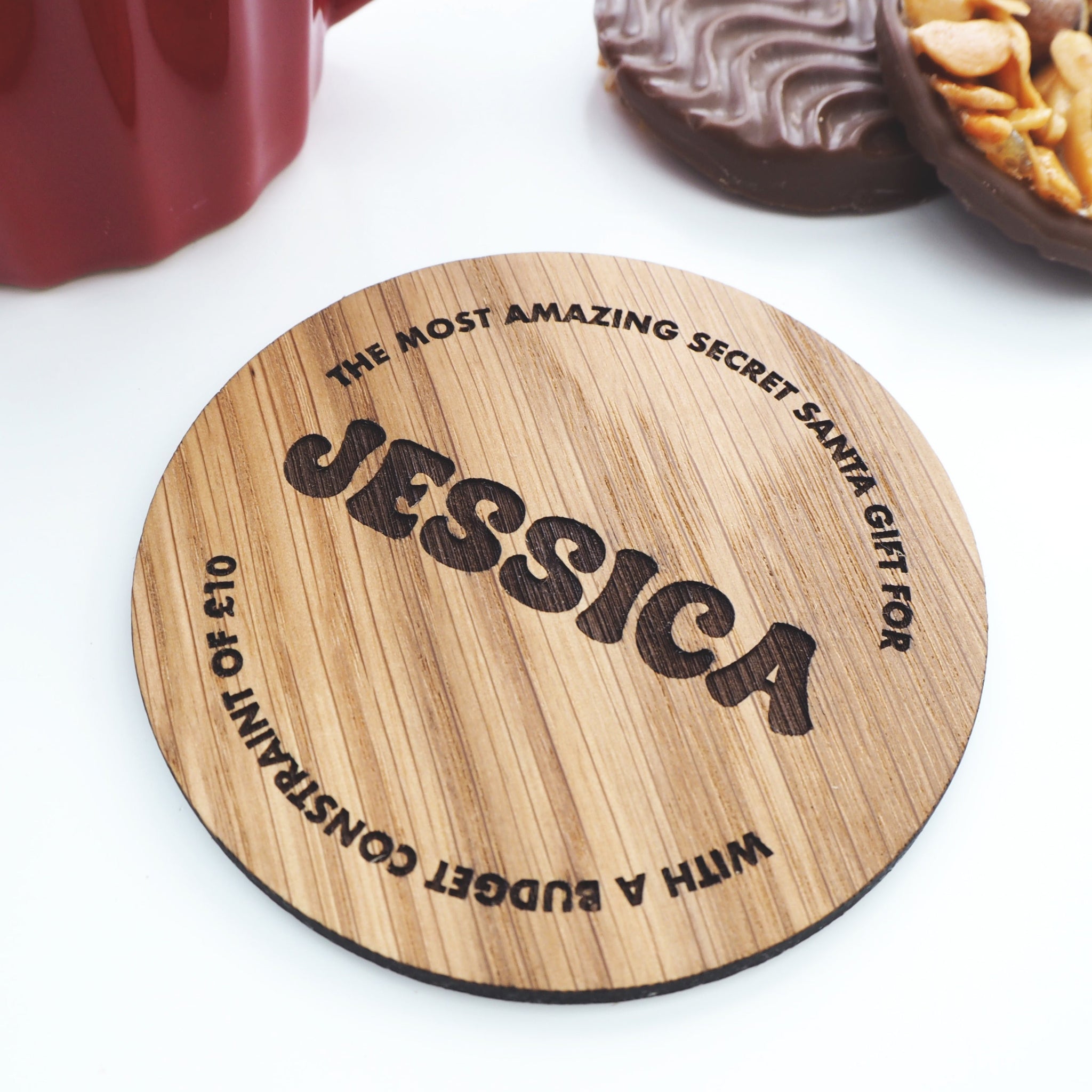 Personalised Wooden Secret Santa Christmas Coaster