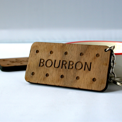 Personalised Bourbon Biscuit Keyring