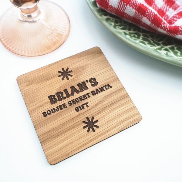 Personalised Boujee Secret Santa Christmas Coaster