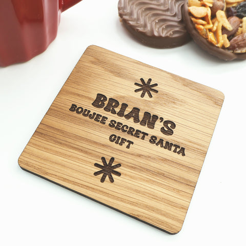 Personalised Boujee Secret Santa Christmas Coaster