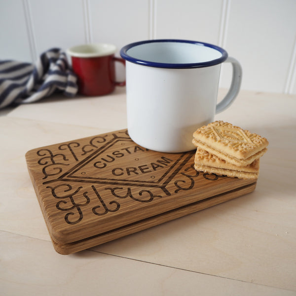 Custard Cream Biscuit Wood Serving Board and Coaster