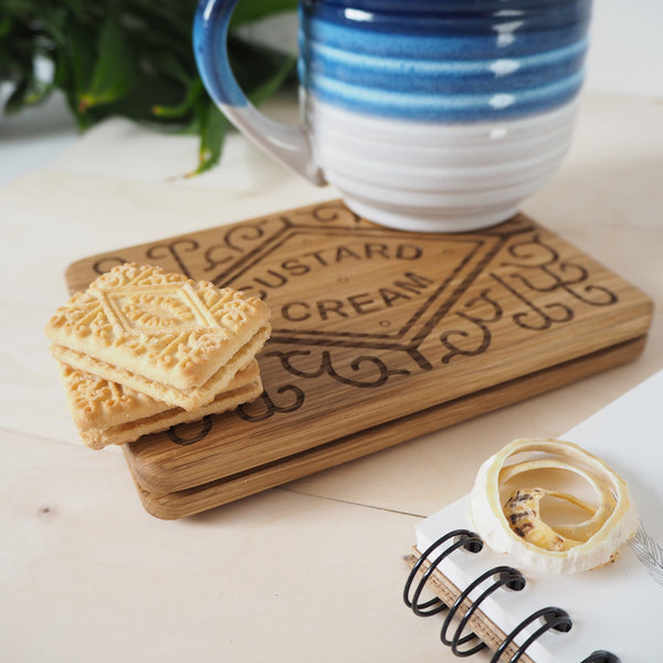 Custard Cream Biscuit Wood Serving Board and Coaster