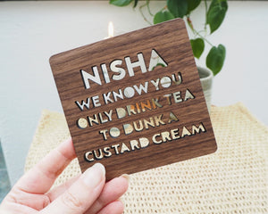 Personalised Cut Out Biscuit Dunker Coaster