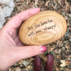 Engraved Wooden Pebble Personalised Ring Box