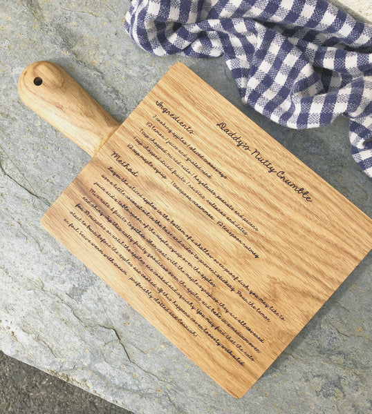 Solid Oak Personalised Recipe Chopping Board