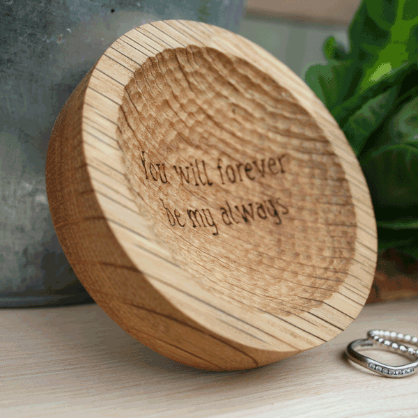 Carved Oak Wooden Personalised Jewellery Dish