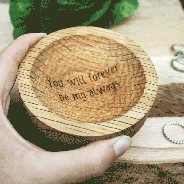 Carved Oak Wooden Personalised Jewellery Dish