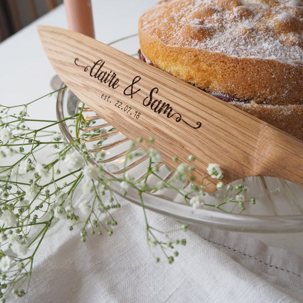 Personalised wooden cake knife