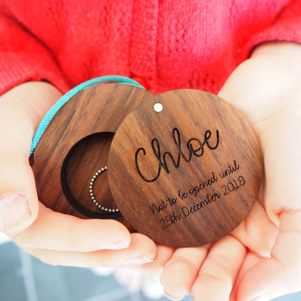 Personalised Wooden Christmas Bauble Ring Box