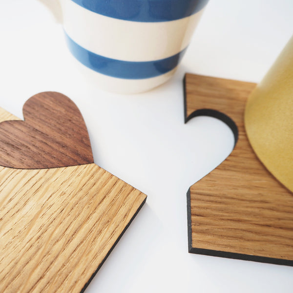 Set Of Two Personalised Heart Cut Out Coasters
