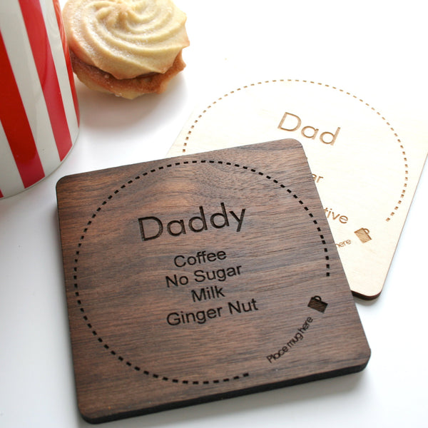 Personalised Tea or Coffee Wooden Engraved Coaster