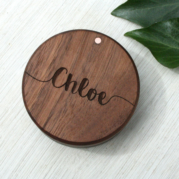 Personalised Engraved Round Wooden Ring Box