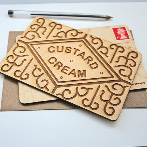 Wooden Postcard - Custard Cream