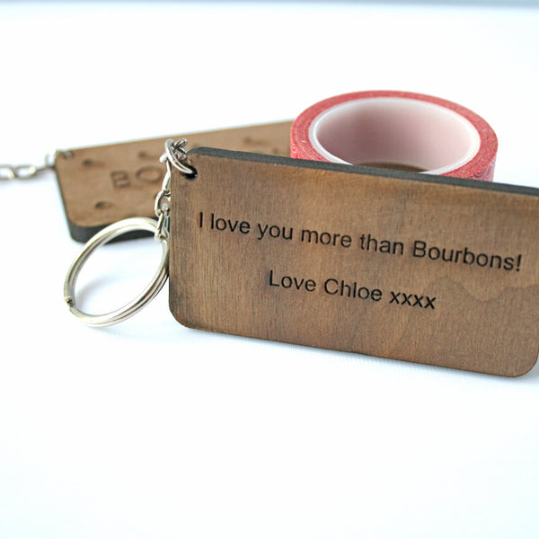 Personalised Bourbon Biscuit Keyring