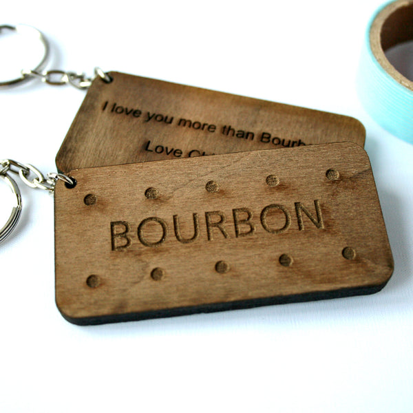 Personalised Bourbon Biscuit Keyring