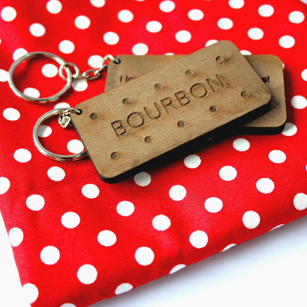 Personalised Bourbon Biscuit Keyring