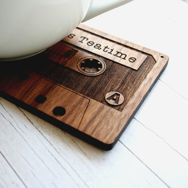 Personalised Cassette Tape Wooden Coaster