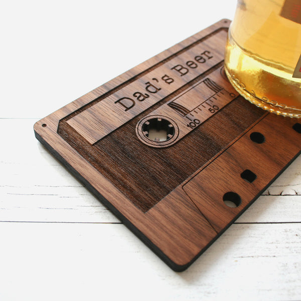 Personalised Cassette Tape Wooden Coaster