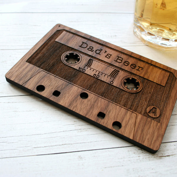 Personalised Cassette Tape Wooden Coaster