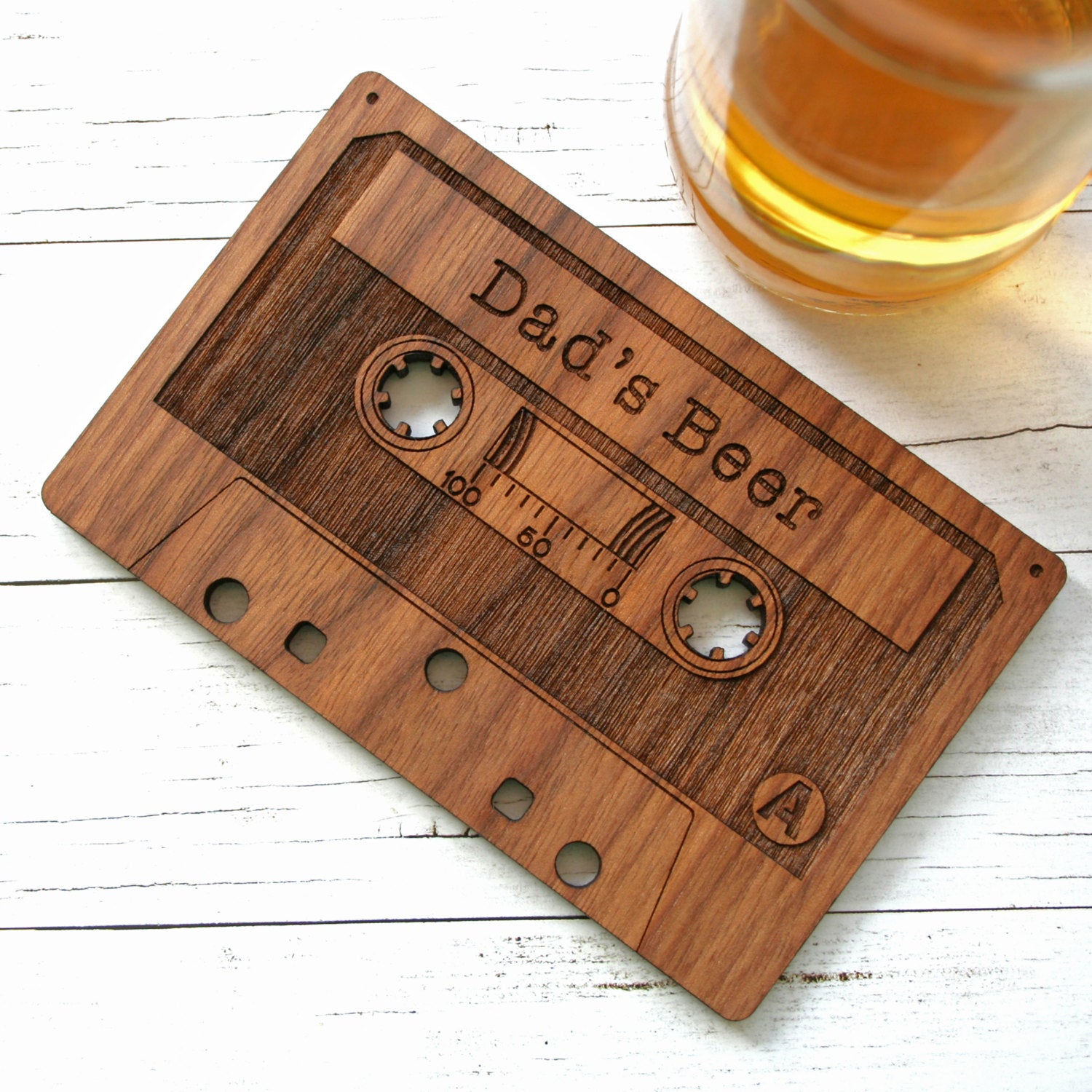 Personalised Cassette Tape Wooden Coaster