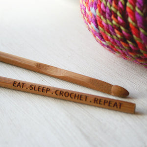 Engraved Eat Sleep Crochet Repeat - Crochet Hook