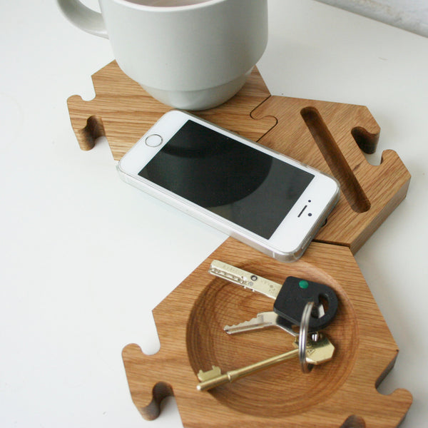 Chunky Natural Oak Hexagon Desk Tidy