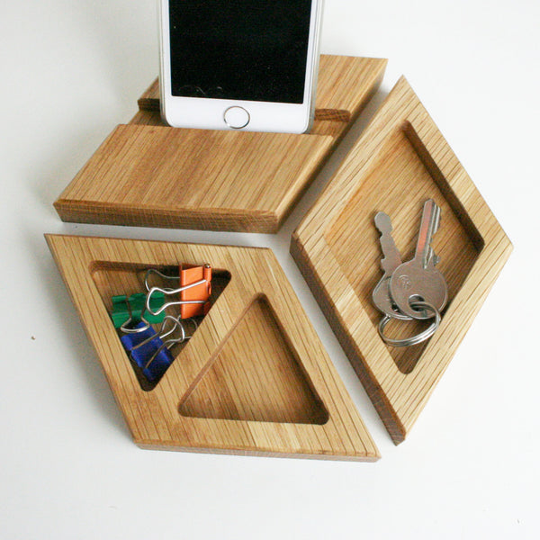 Chunky Natural Oak Modular Desk Tidy