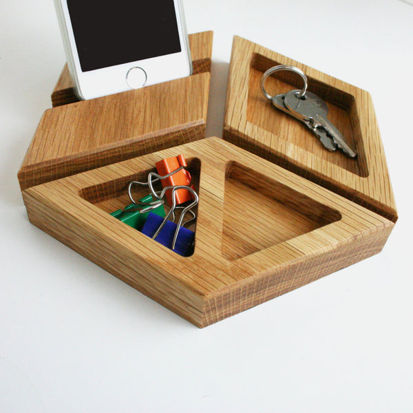 Chunky Natural Oak Modular Desk Tidy