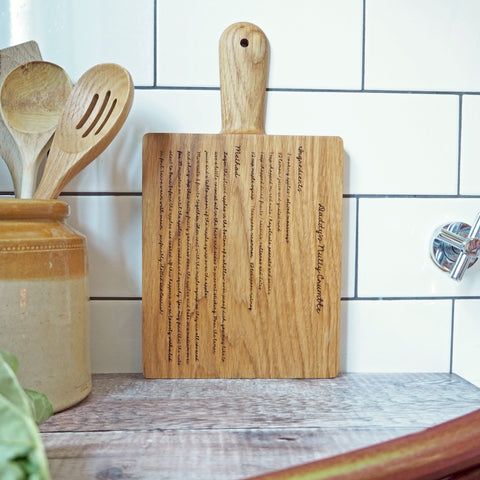 Solid Oak Personalised Recipe Chopping Board