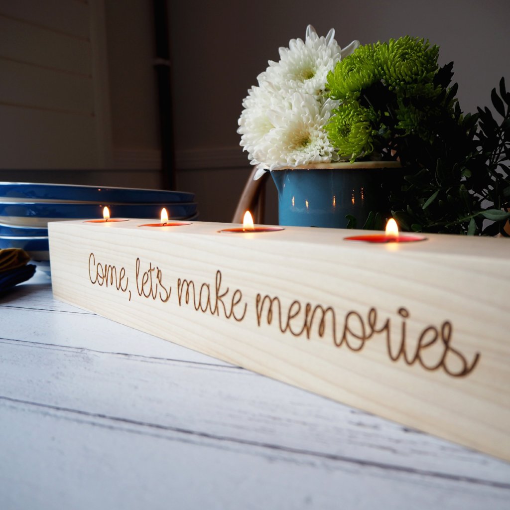Personalised Wooden Five Tealight Candle Holder